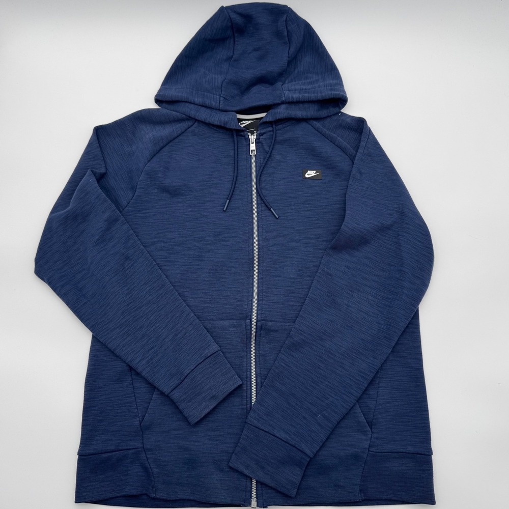 Nike Mens Full Zip Hoodie Navy Blue Heathered Space Dye‎ Jacket Medium